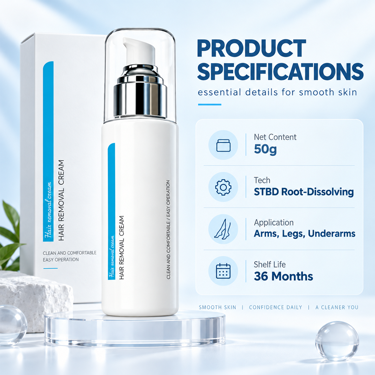 🌸 Ice-Cooling Hair Removal Cream – instantly soothes sensitive skin. ✨