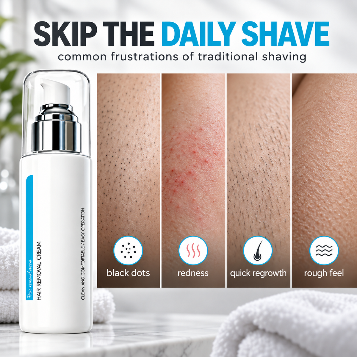 🌸 Ice-Cooling Hair Removal Cream – instantly soothes sensitive skin. ✨