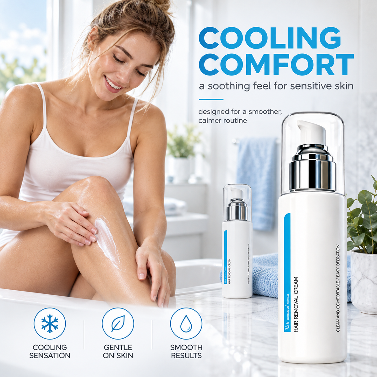 🌸 Ice-Cooling Hair Removal Cream – instantly soothes sensitive skin. ✨